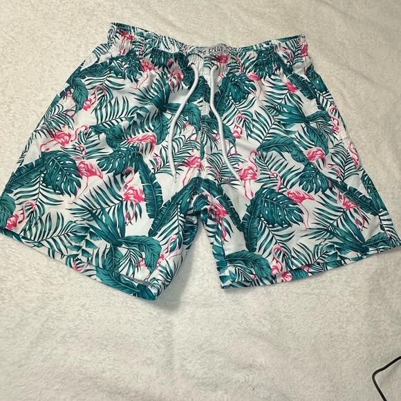 Free Planet Green and Pink Leaf Swim Flamingo Trunks - Picture 2 of 11